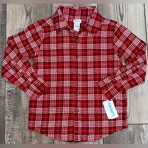 ♥️ NWT Carter's Red Valentines Day Checkered Long Sleeve Button Down Boy’s 4